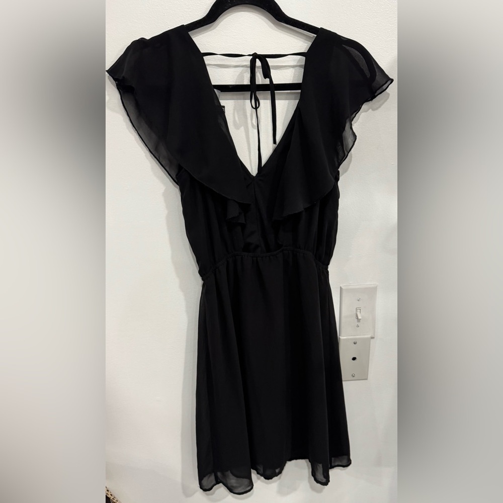 Divided Black Ruffle V-Neck Dress - Picture 2 of 2